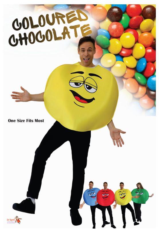 Costume Adult Coloured Chocolate Yellow Comical/Funny One Size