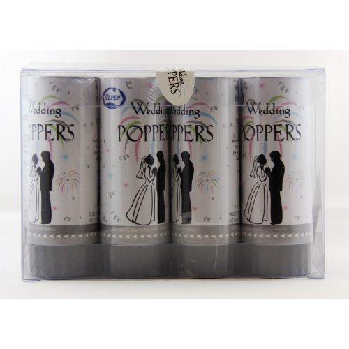 Confetti Twist Poppers White Tissue Wedding Pk/12 10.5cm High Noisemakers