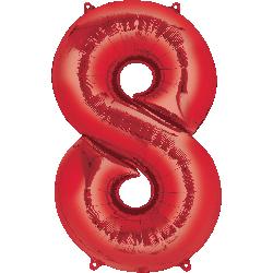 Balloon Foil Megaloon Num 8 Red 86cm - Discontinued