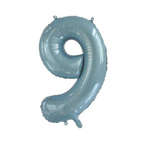 Balloon Foil Megaloon Num 9 Light Blue 86cm- Discontinued Line Last Chance