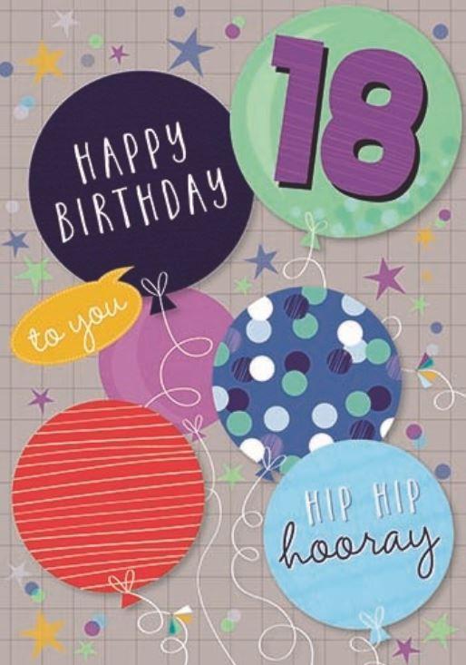 Greeting Card Larger Than Life Happy 18th Birthday