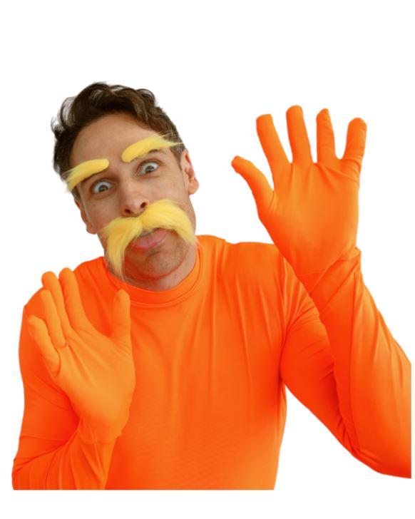 Moustache and Eyebrows Orange Costume Accessory Facial Hair