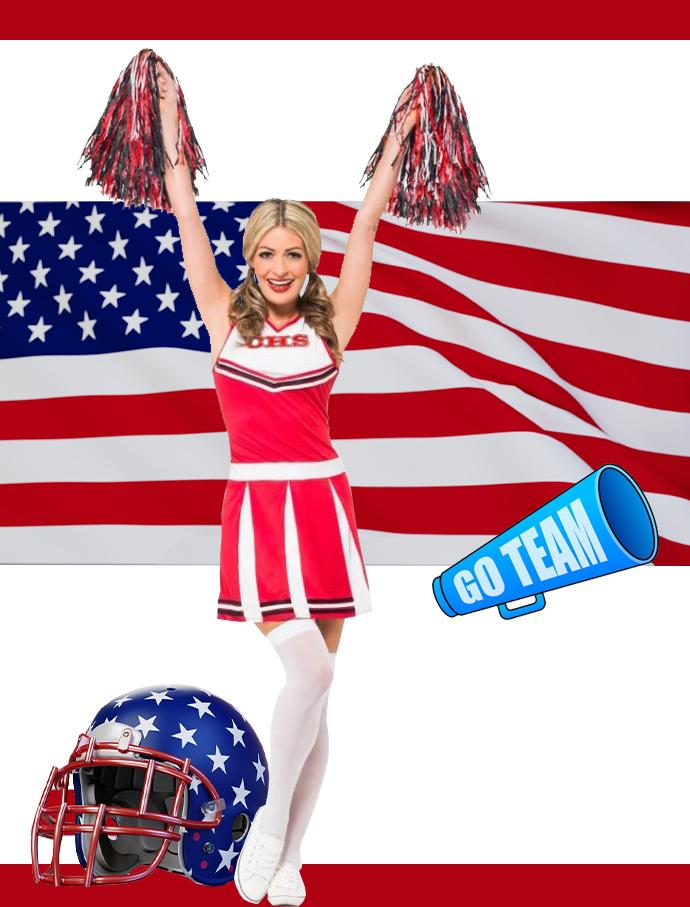 Costume Adult Cheerleader Red & White