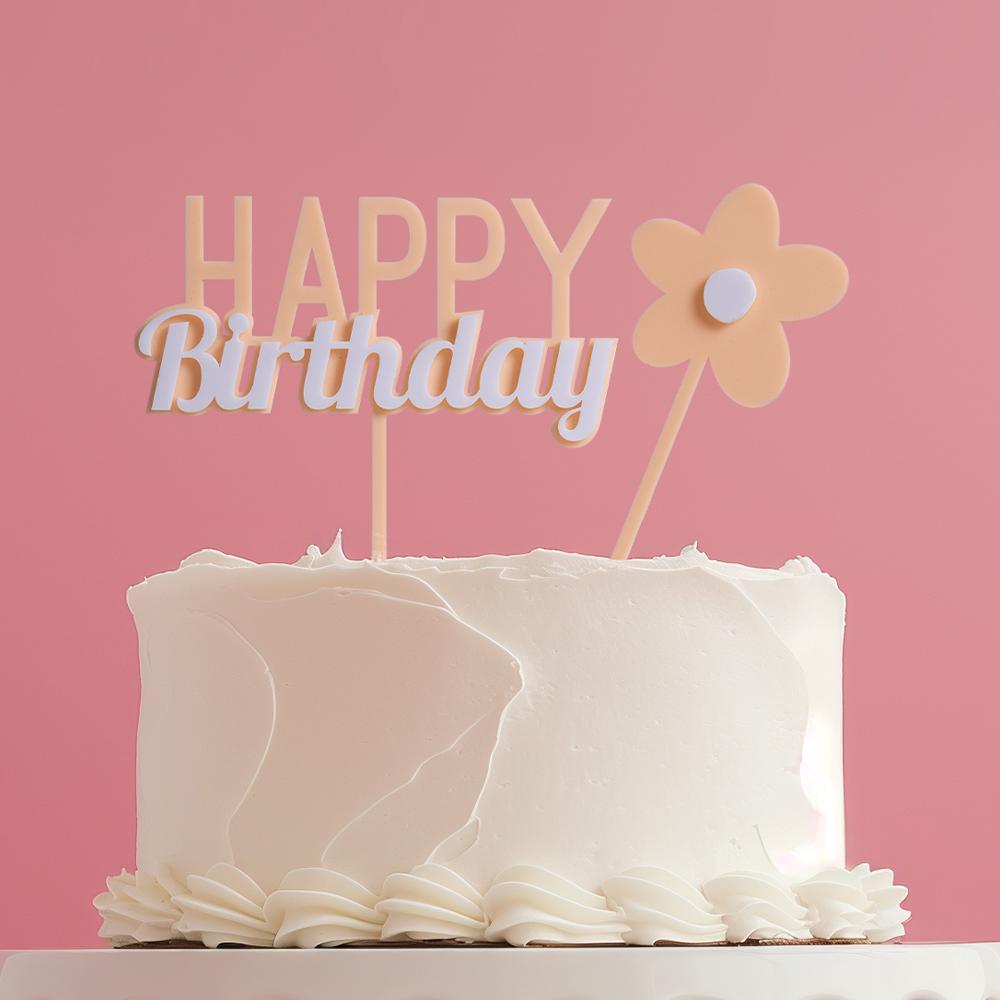 Cake Topper Pastel Flowers (Set of 3 Acrylic Floral Picks)