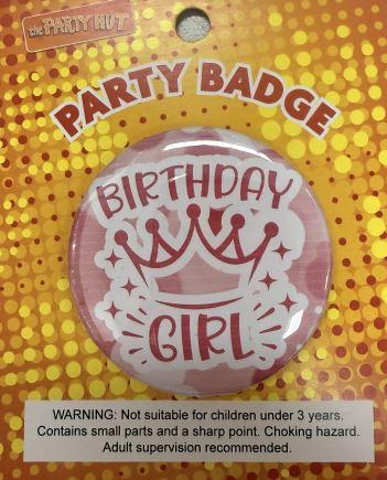 Badge Birthday Girl Pink 6cm