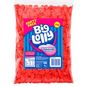 Confectionary Lollies Big LOL Red Strawberry Clouds 2g Bulk