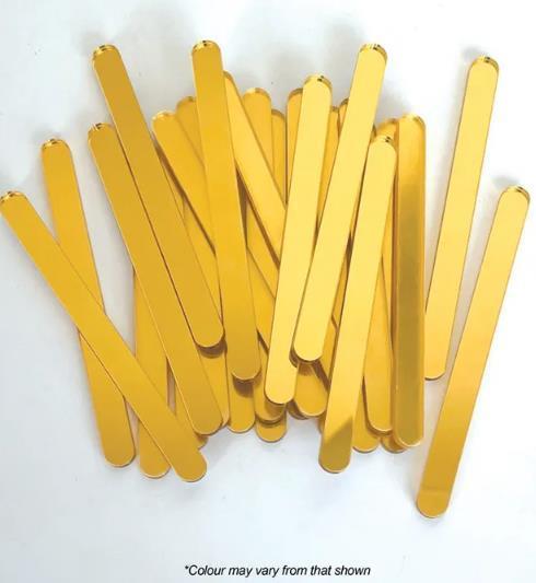 Chocolate Baking Popsicle/PaddlePop Sticks 11cm Gold Mirror Pk/24