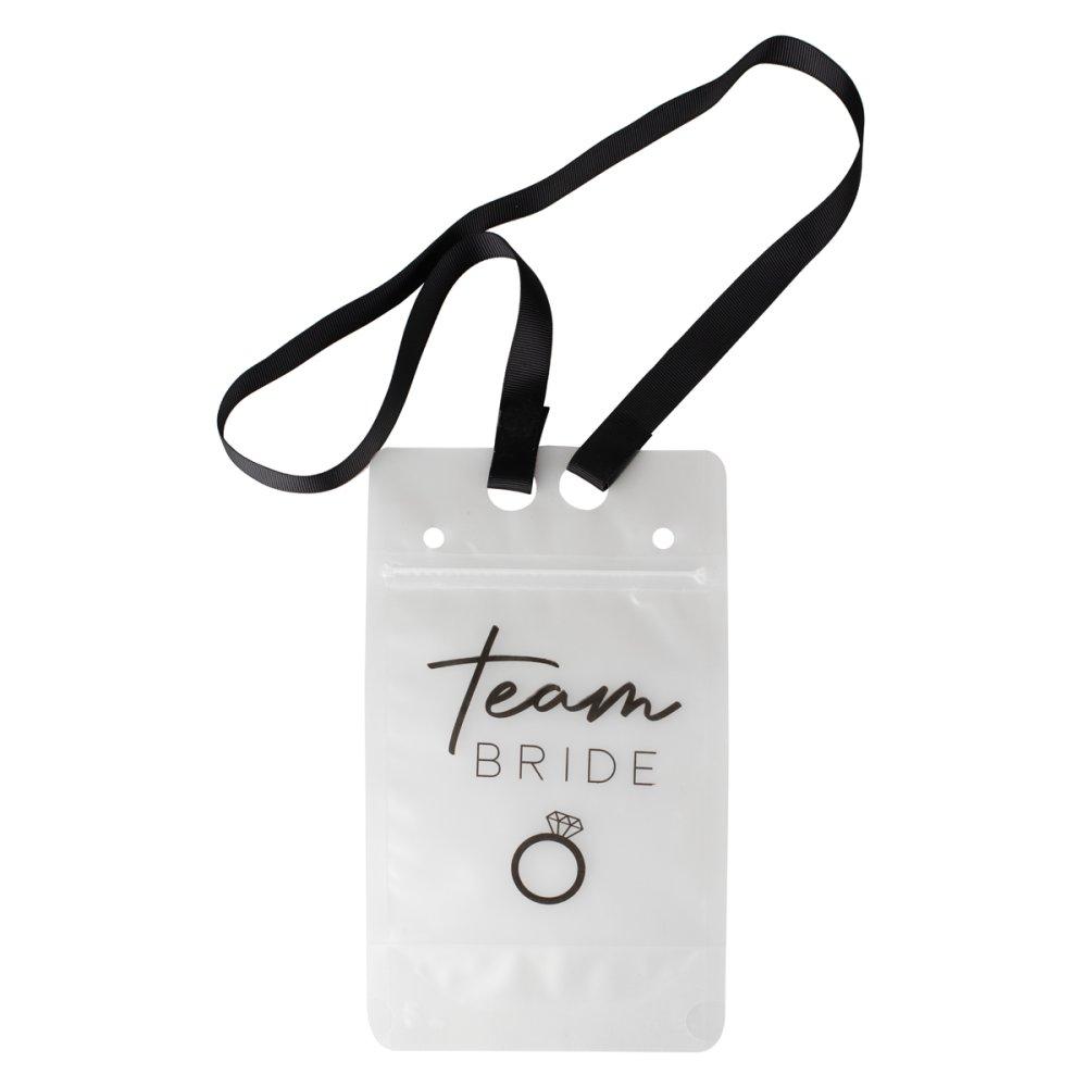 Team Bride Hen Weekend/Night Party Drink Pouches With Straw & Lanyard Pk/6