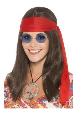 Wig Brown Hippy Girl 1960s Peace