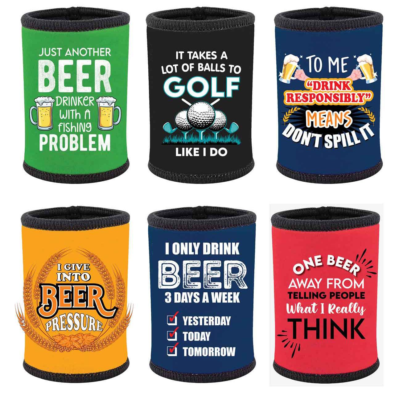 Gift Novelty Funny Beer Stubby Holder Monkey Biz Assorted Designs