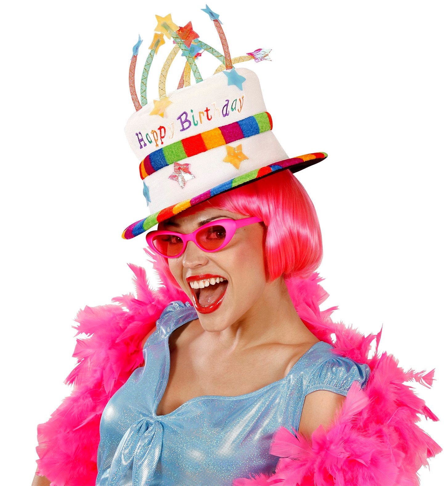 Hat Happy Birthday Cake With Candles Colourful Design