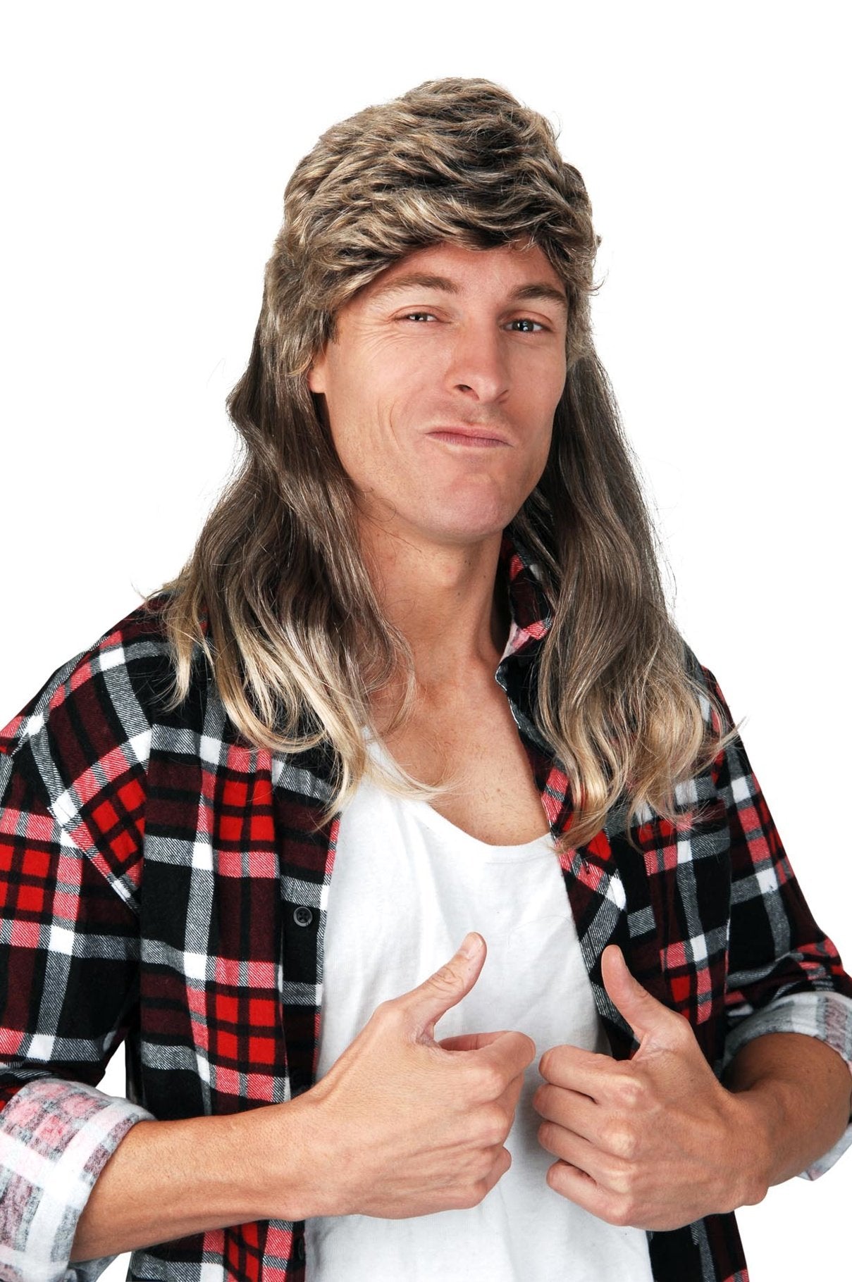 Wig Billy Brown/Blonde Mullet 1980s Costume Accessory