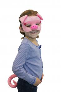 Animal Costume Mask Set Deluxe Pig Pink