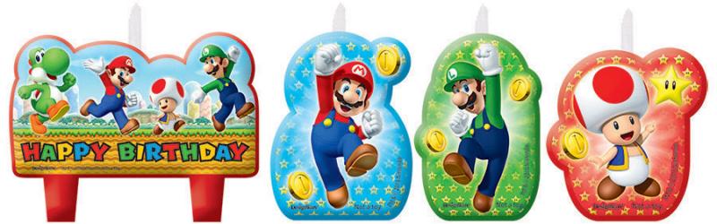 Super Mario Brothers Candle Set Happy Birthday Pk/4 - Discontinued