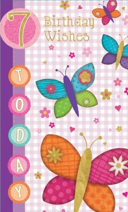 Greeting Card Happy 7th Birthday Butterflies