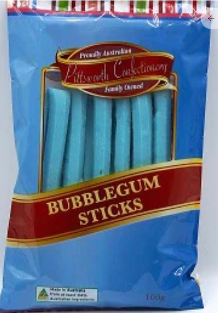 Confectionary Lollies Sticks Bubblegum 100g Pittsworth Confectionery