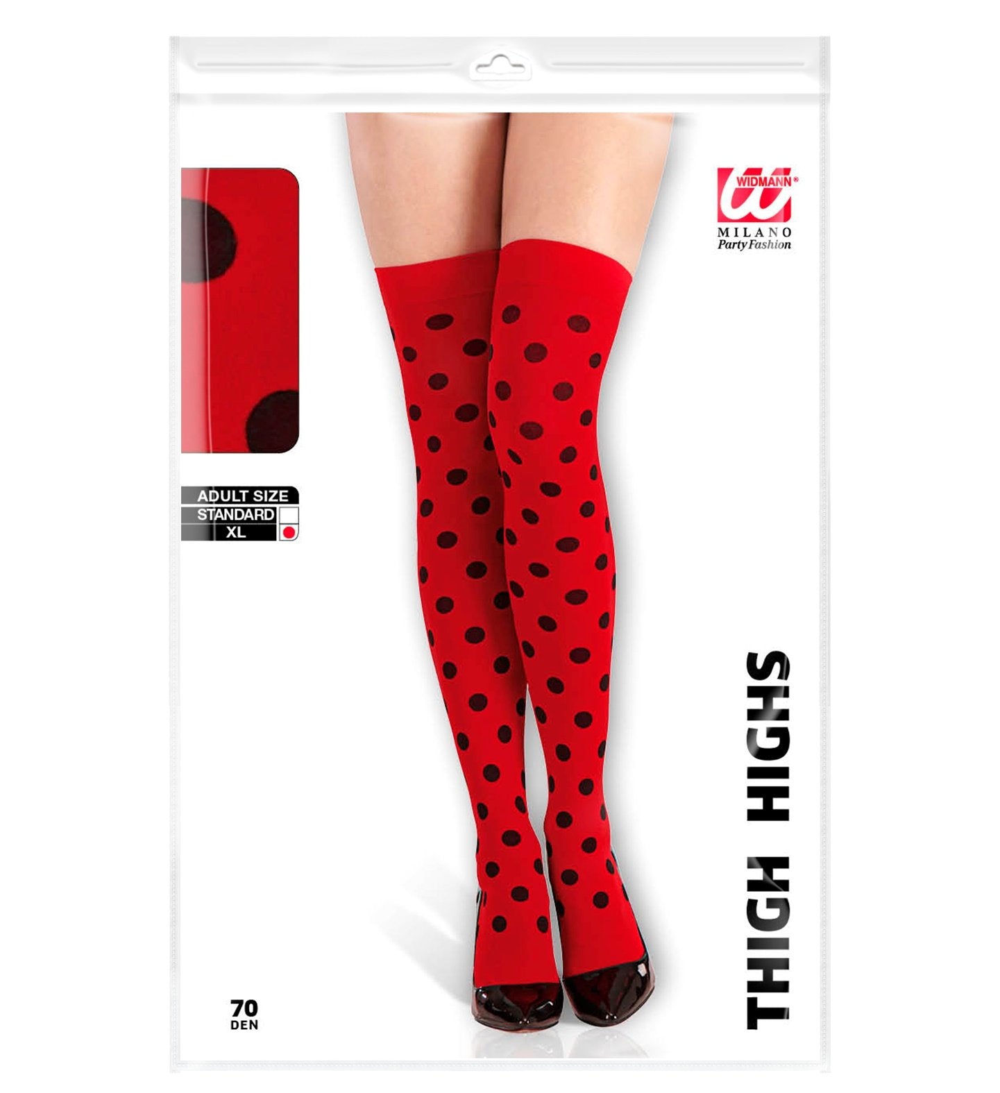 Pantyhose/Stocking Thigh High Ladybug Red With Black Dots