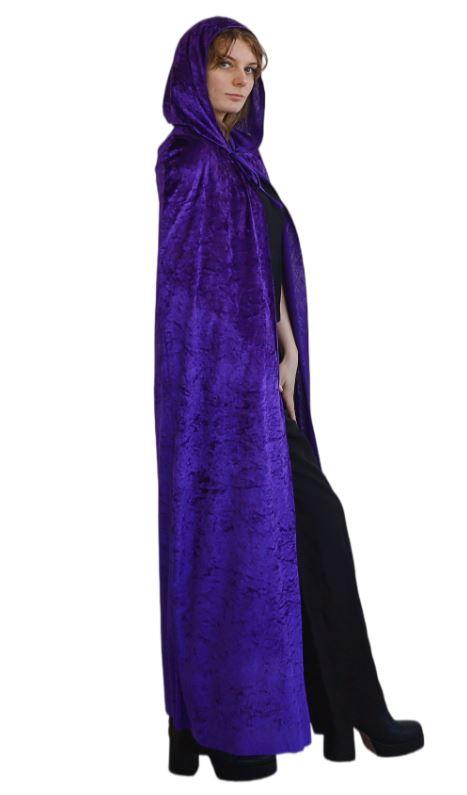 Cape With Hood Velvet Purple Long Halloween Style