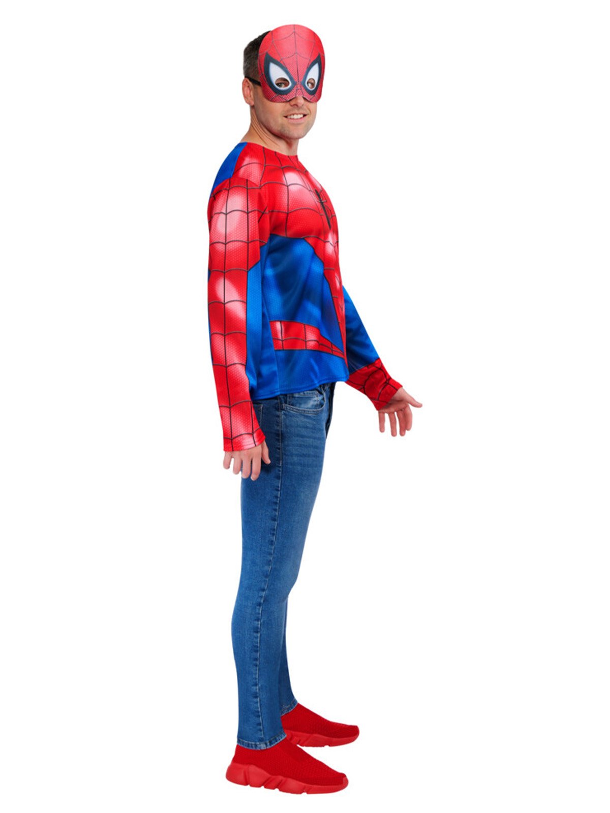 Costume Adult Spider Man Shirt Top & Mask Medium / Large