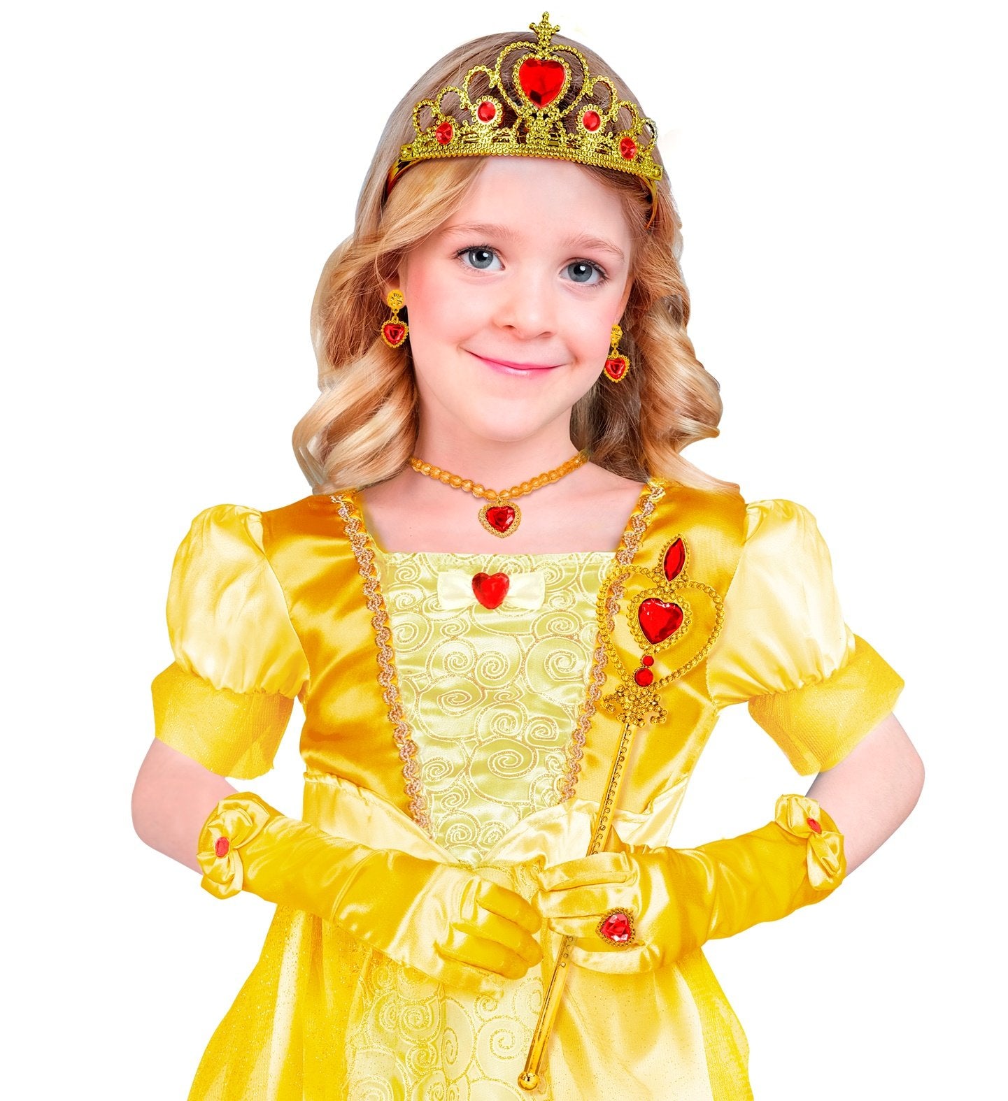 Princess Set 6 Piece Set Yellow Tiara Necklace Earings Gloves Ring Sceptre