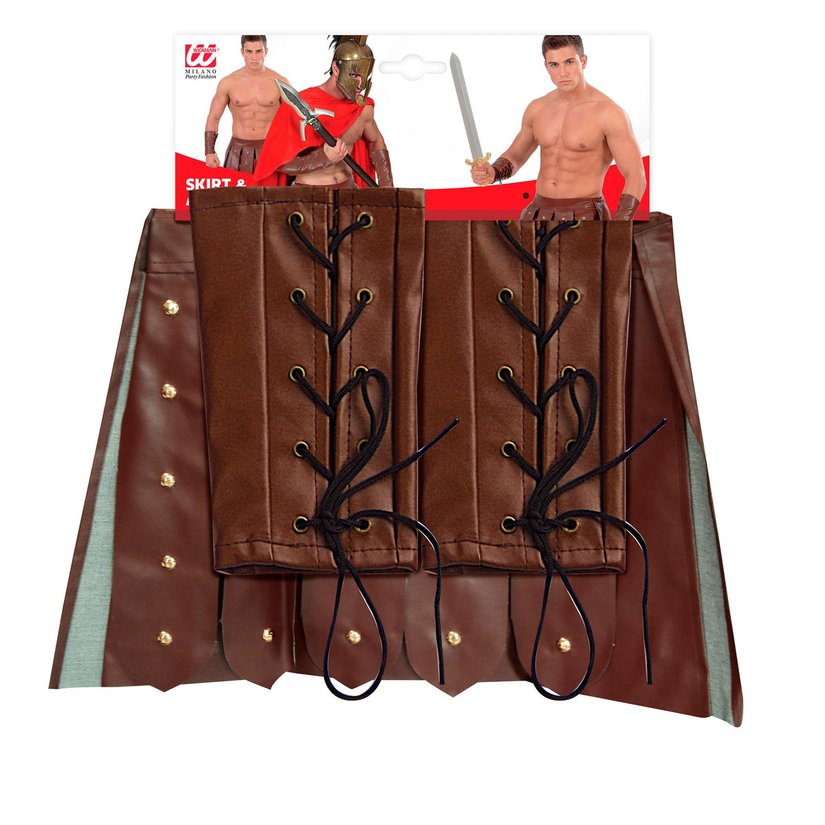 Costume Adult Gladiator Leather Look Skirt & Armbands