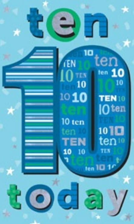 Greeting Card Happy 10th Birthday Blue