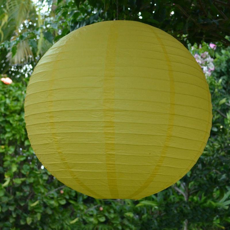 Lantern 20cm Yellow Round Paper - Discontinued Line Last Chance