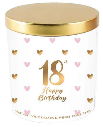 Gift Candle 18th Eighteen Birthday Sweet Heart Vanilla/Lavender Scent