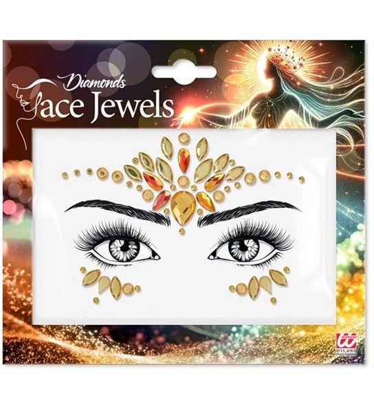 Face Jewels Golden Yellow Diamonds Princess/Fairy Adhesive Costume