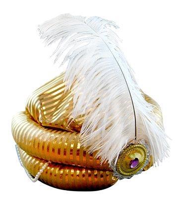 Hat Prince Turban W/Feather & Beads