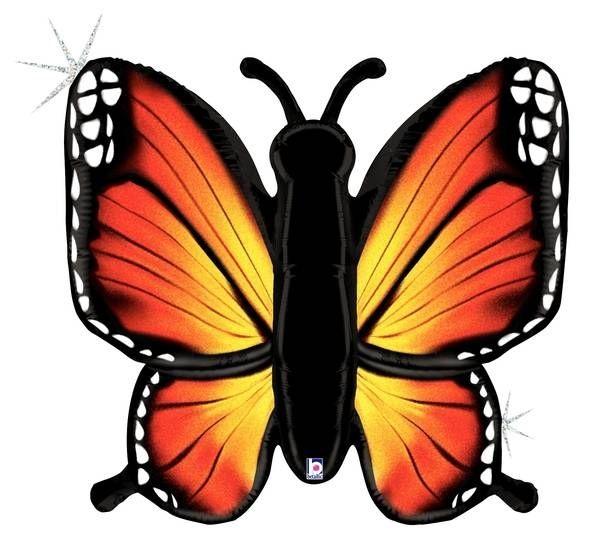 Balloon Foil Shape Butterfly Orange 116cm (Balloon Only Helium Extra)