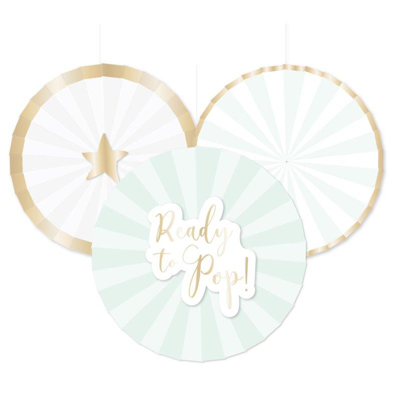 Decoration Hanging Fans Baby Shower Ready To Pop Pk/3 30cm