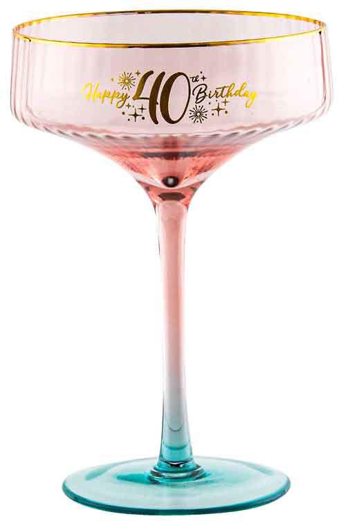 Glass Fluted Coupe Champagne/Cocktail Happy 40th Forty Birthday