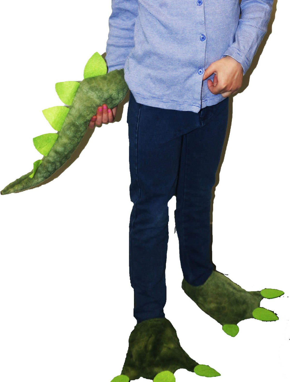 Animal Costume Set Deluxe Dinosaur Jurassic Plush Green Feet & Tail