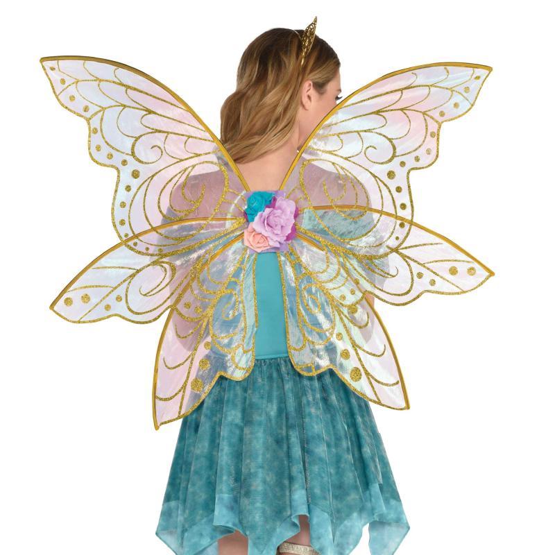 Wings Mystical Fairy Iridescent Gold Glitter Pink Deluxe Large