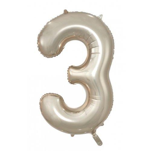Balloon Foil Megaloon Number 3 Champagne Gold 86cm - Last Chance