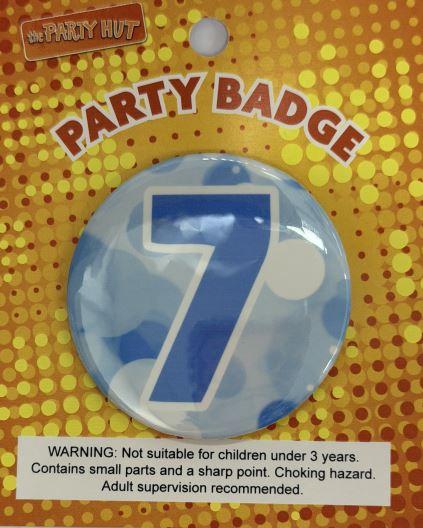 Badge Seventh Birthday Blue 6cm