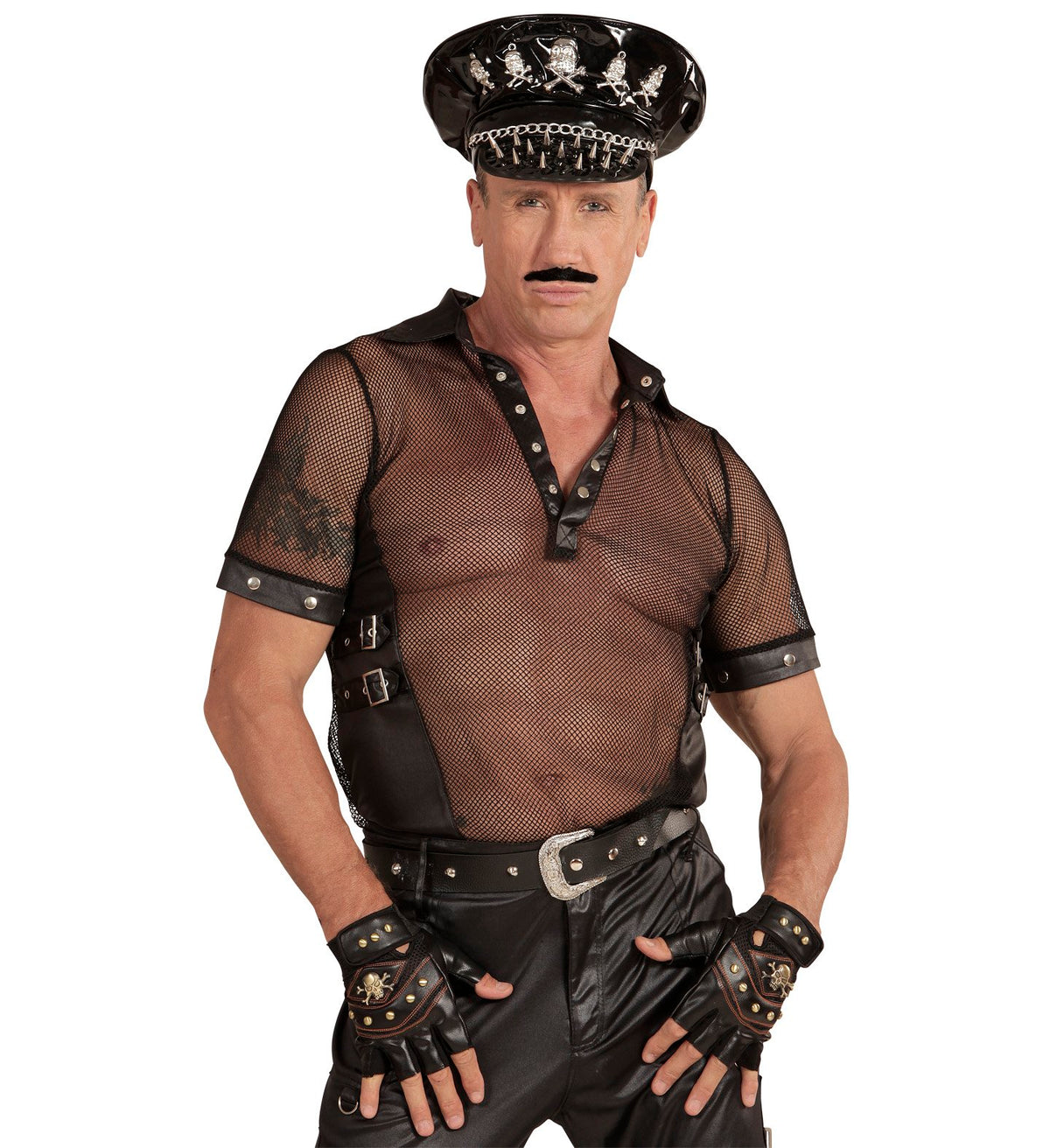 Punk Biker Pirate Steampunk Gloves Fingerless Skull & Crossbones