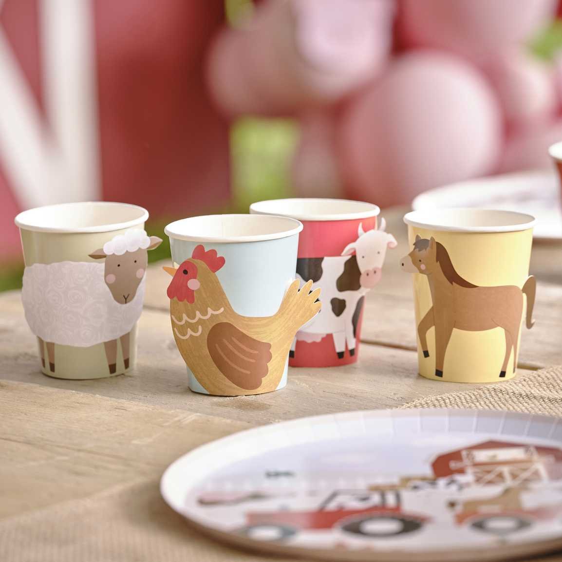 Farm Friends Paper Party Cups Pk 8