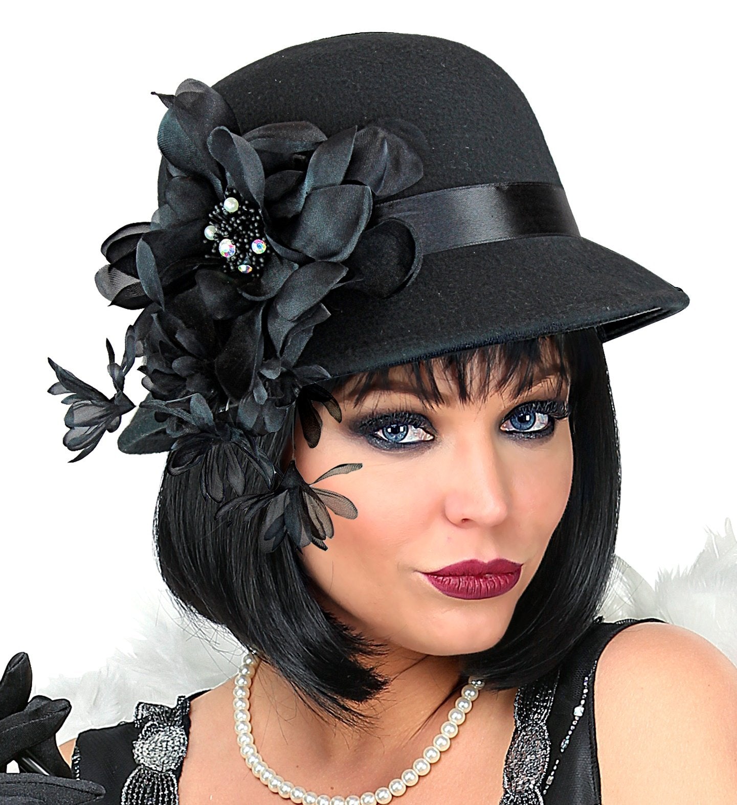 Costume Accessory Roaring 1920s Hat Black Wool Look