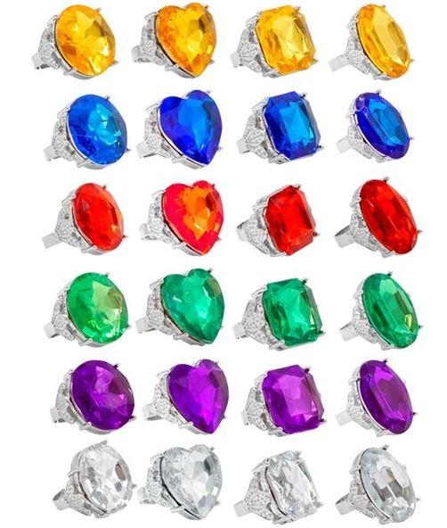 Costume Accessory Ring Jewel Large Each Assorted Colours/Styles