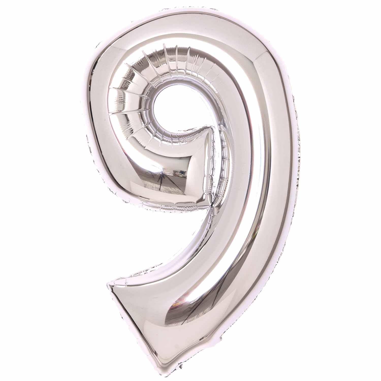 Balloon Foil Megaloon Number 9 Silver 86cm