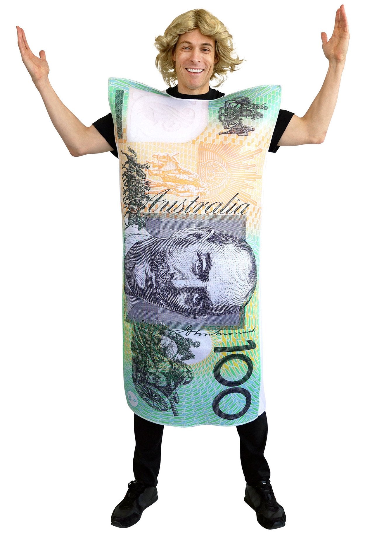 Costume Adult Aussie $100 Note Money Man Funny One Size