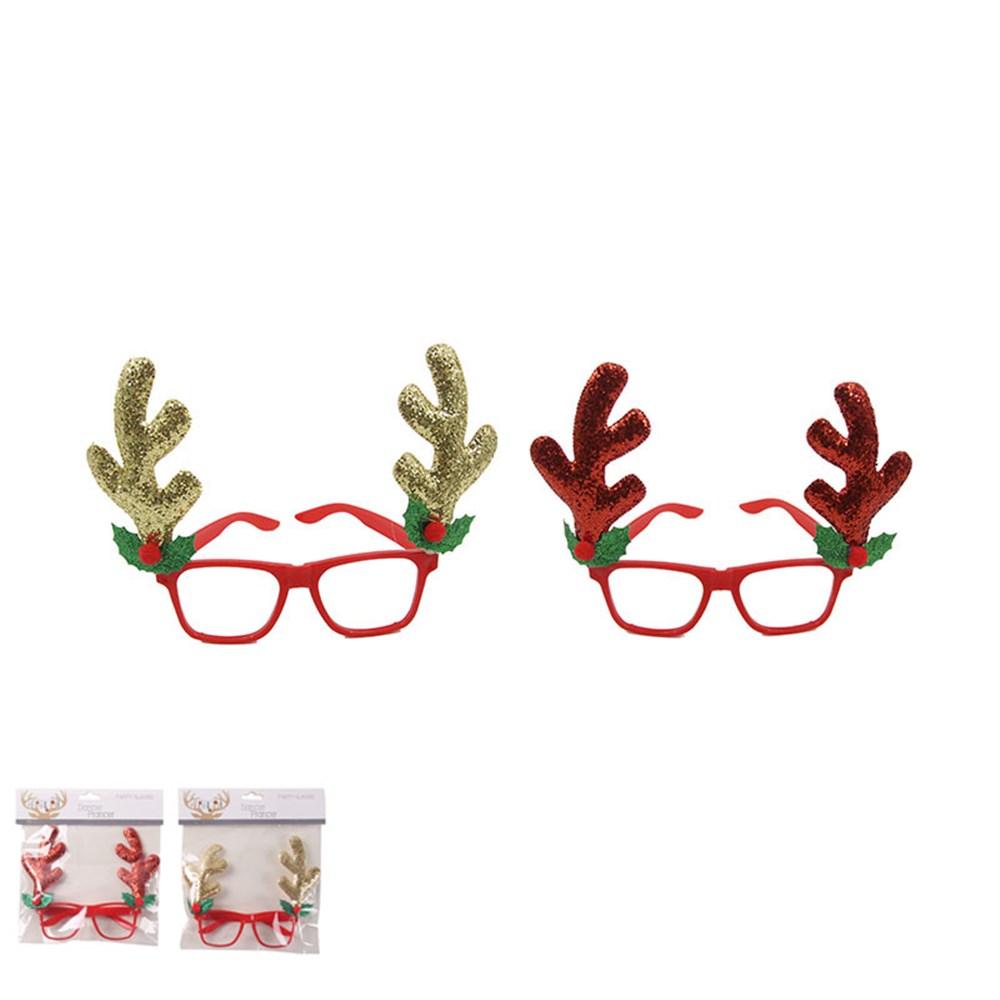 Glasses Christmas Antler Reindeer (Assorted Colours Sent When Ordered)