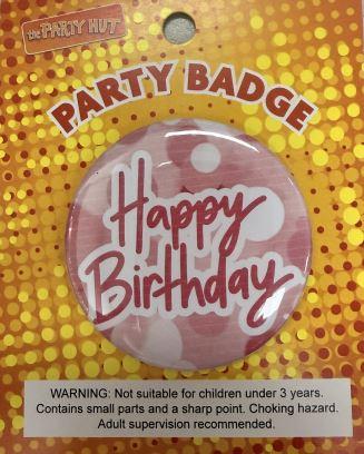 Badge Happy Birthday Pink 6cm