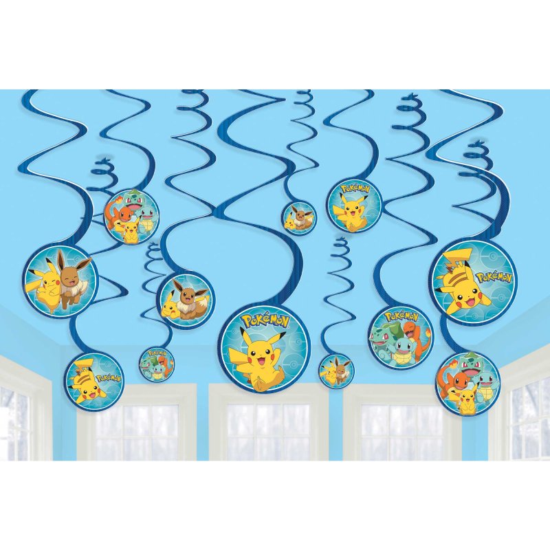 Pokemon Hanging Spiral Decorations Pk/12