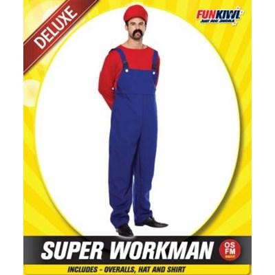Costume Adult Plumber Super Workman Red and Blue