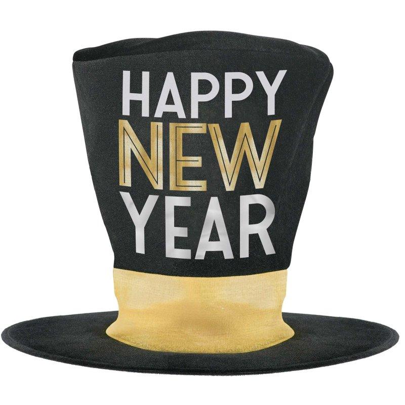 Top Hat Oversized Happy New Years Fabric 32cm Deluxe