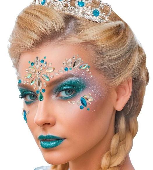 Face Jewels Blue & Diamonds Ice Princess/Fairy/Queen Adhesive Costume