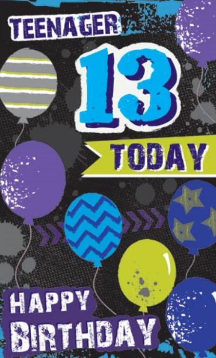 Greeting Card Happy 13th Birthday Teen
